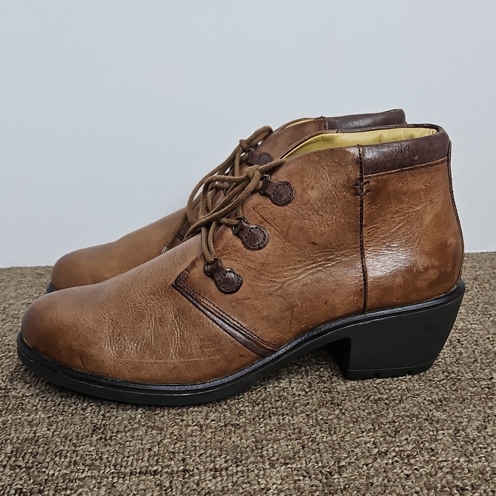 Bussola Brown Leather LaceUp Heeled Boots Sz 41 10-10.5 Womens - Picture 3 of 8